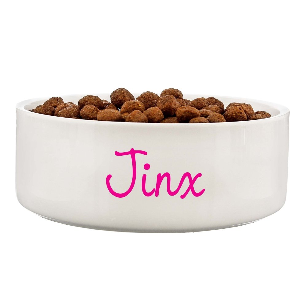 Personalised Pink Name 14Cm Medium Pet Bowl For Dogs And Cats