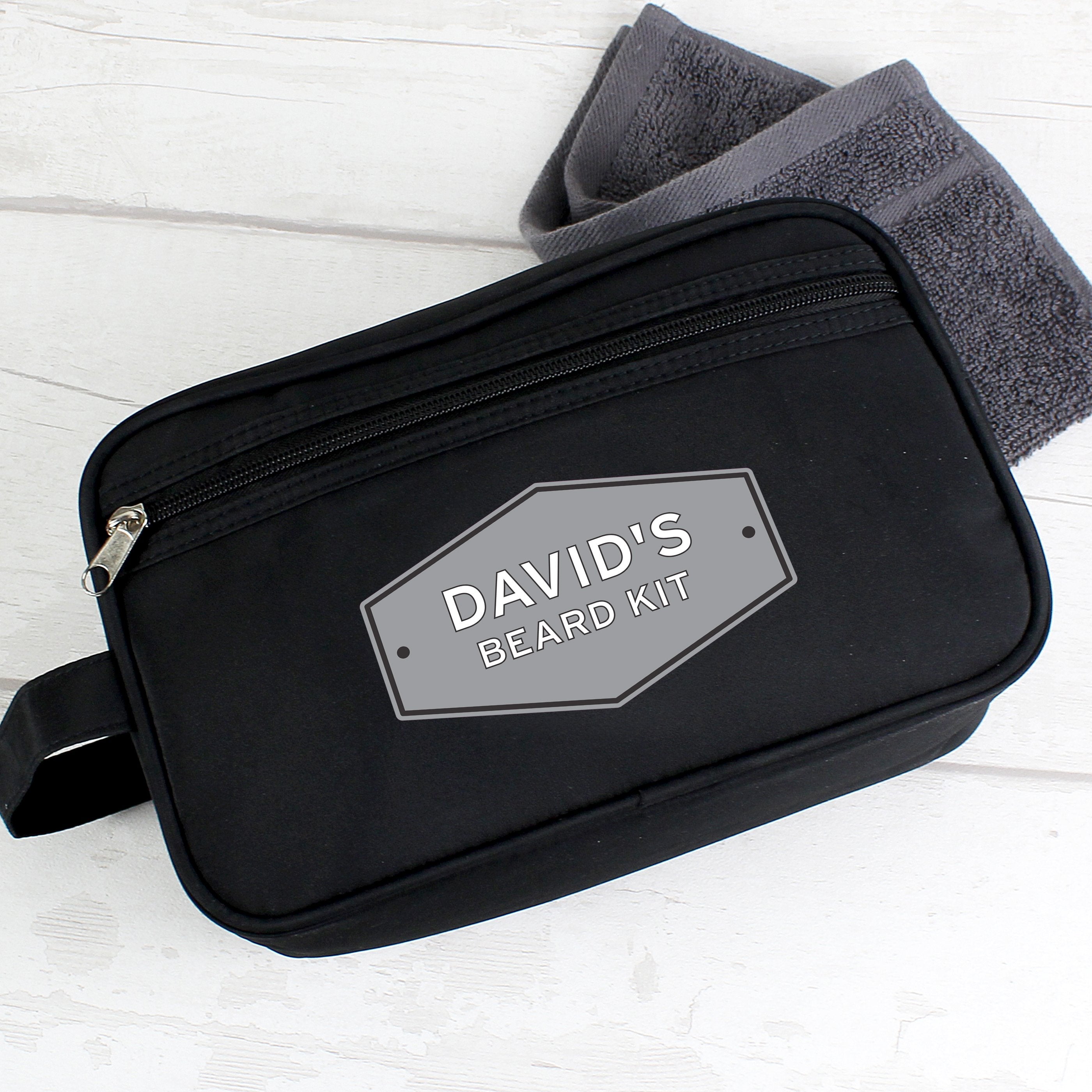 Personalised Plaque Black Vanity Bag