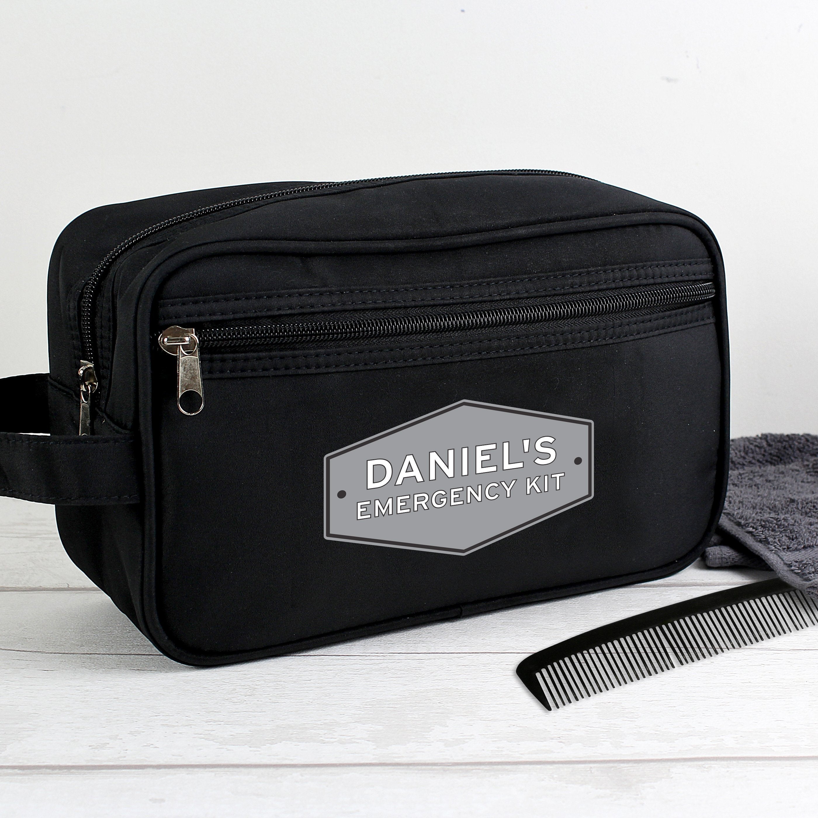 Personalised Plaque Black Vanity Bag