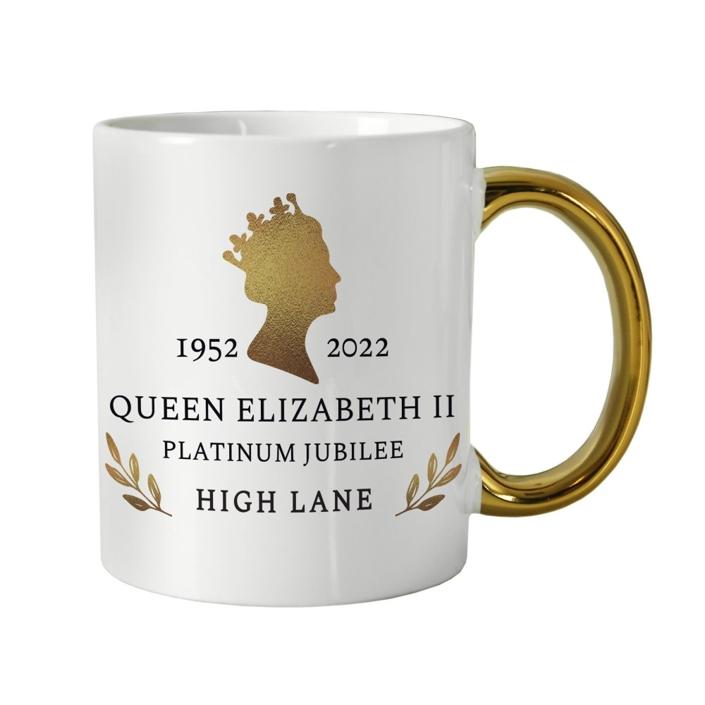 Personalised Platinum Jubilee Gold HandLED Mug