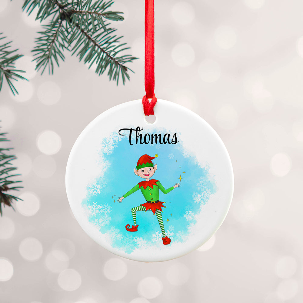 Personalised Personalised Playful Elf Christmas Ornament