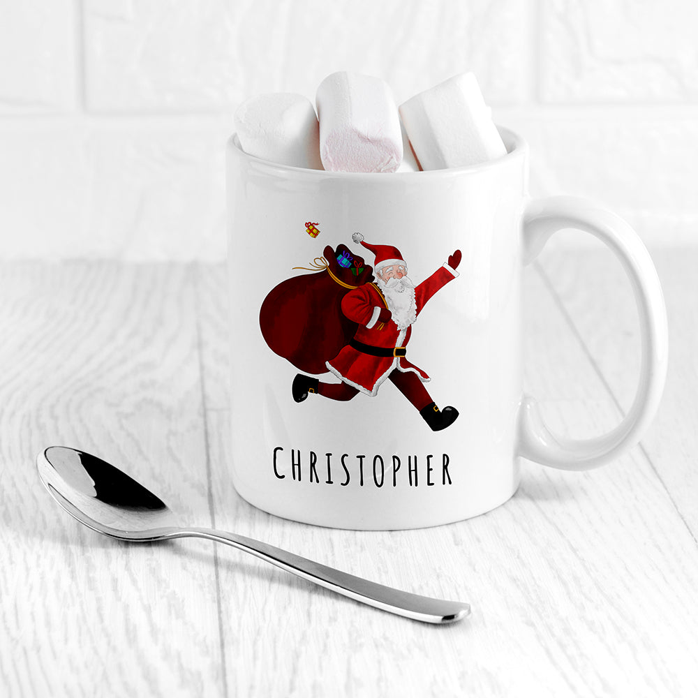 Personalised Personalised Playful Santa Christmas White Mug