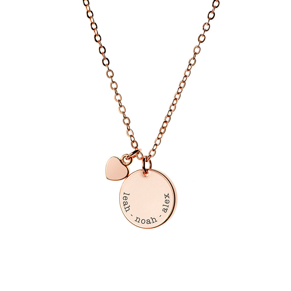 Personalised Personalised Polished Heart and Disc Necklace