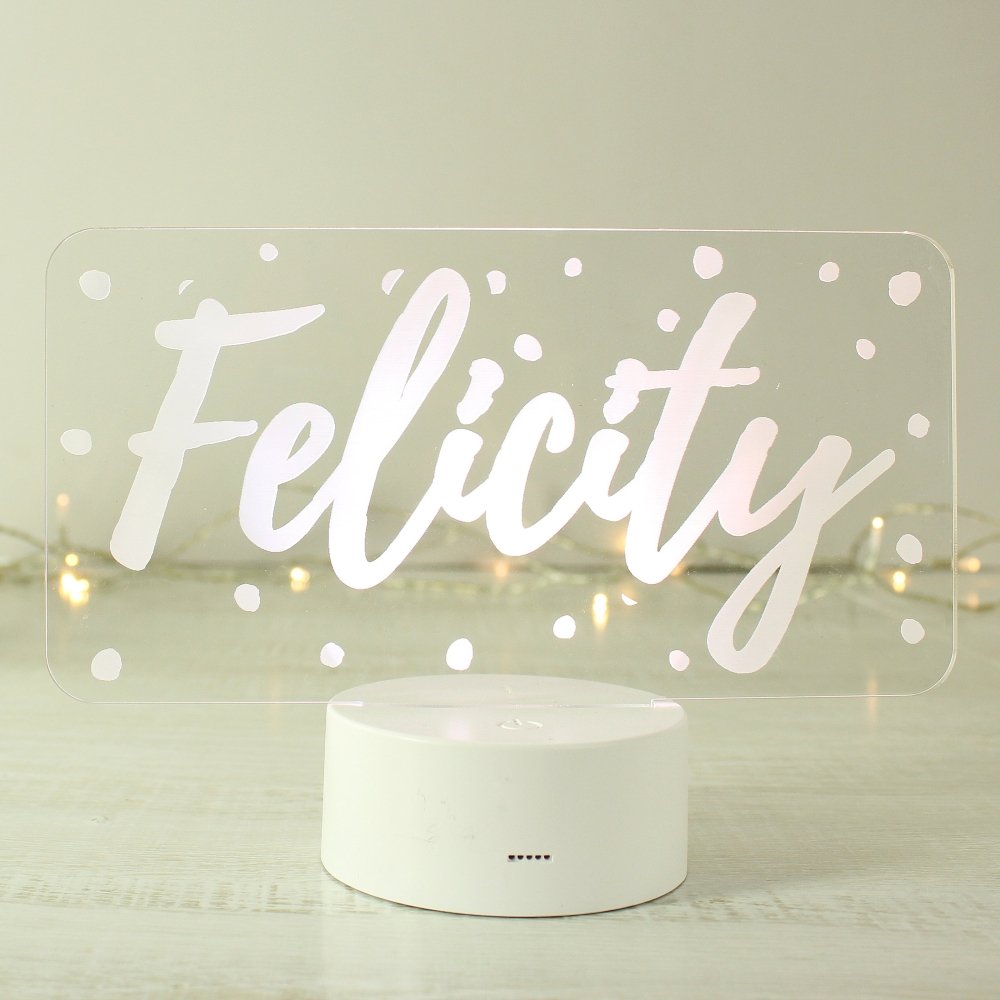 Personalised Polka-Dot Name Only LED Colour Changing Night Light