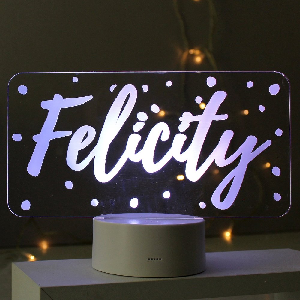 Personalised Polka-Dot Name Only LED Colour Changing Night Light