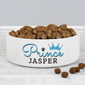 Personalised Prince 14Cm Medium Ceramic White Pet Bowl