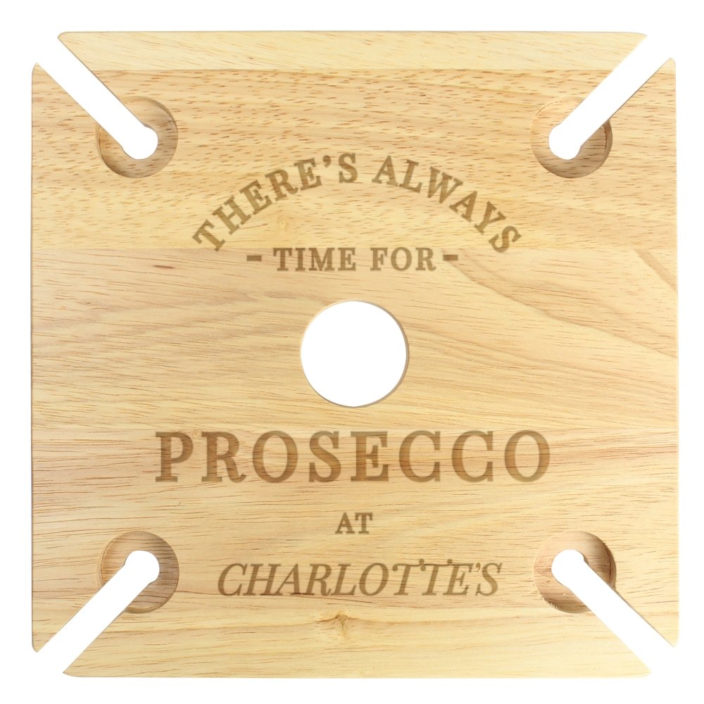 Personalised Prosecco Four Prosecco Flute Holder & Bottle Holder