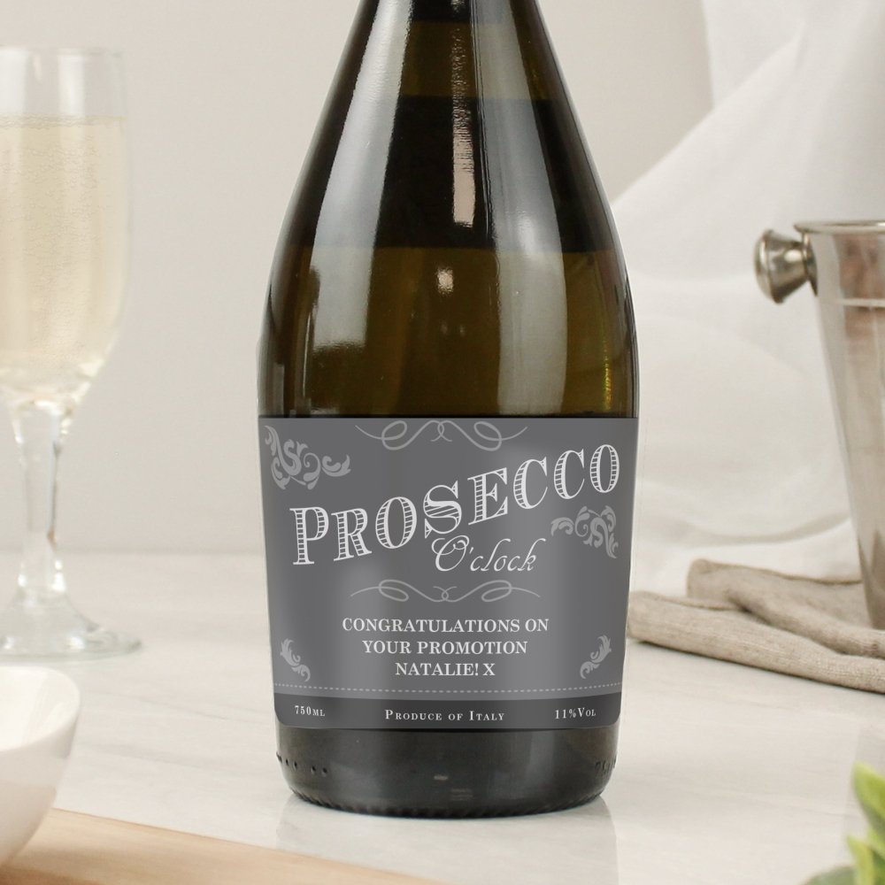 Personalised 'Prosecco O'Clock' Bottle Of Prosecco
