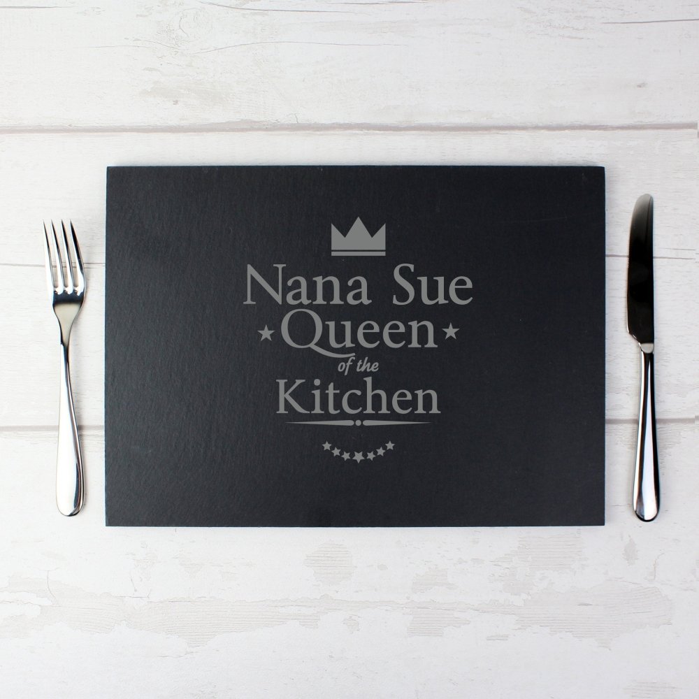 Personalised Queen Of The Kitchen Slate Placemat