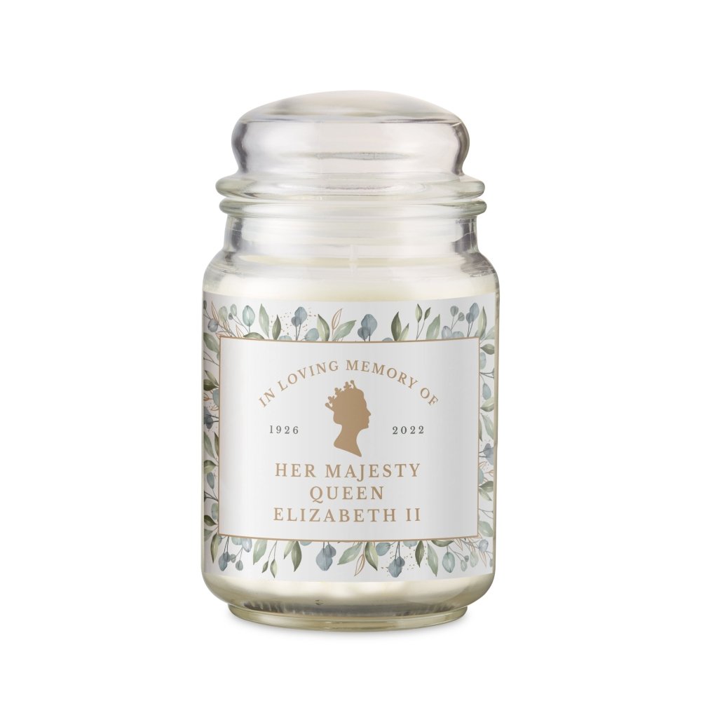 Personalised Queens Commemorative Large Vanilla Scented Candle Jar