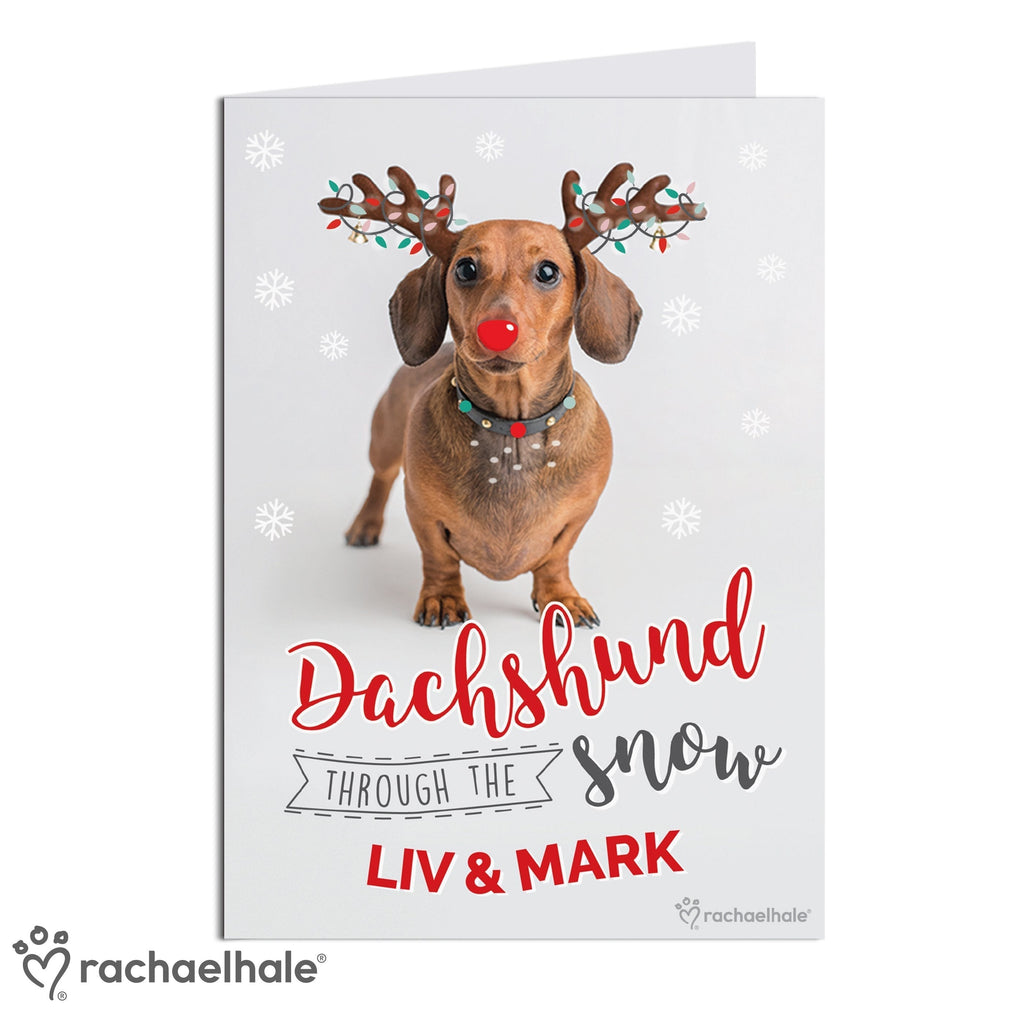 Personalised Rachael Hale Christmas Dachshund Through The Snow Card