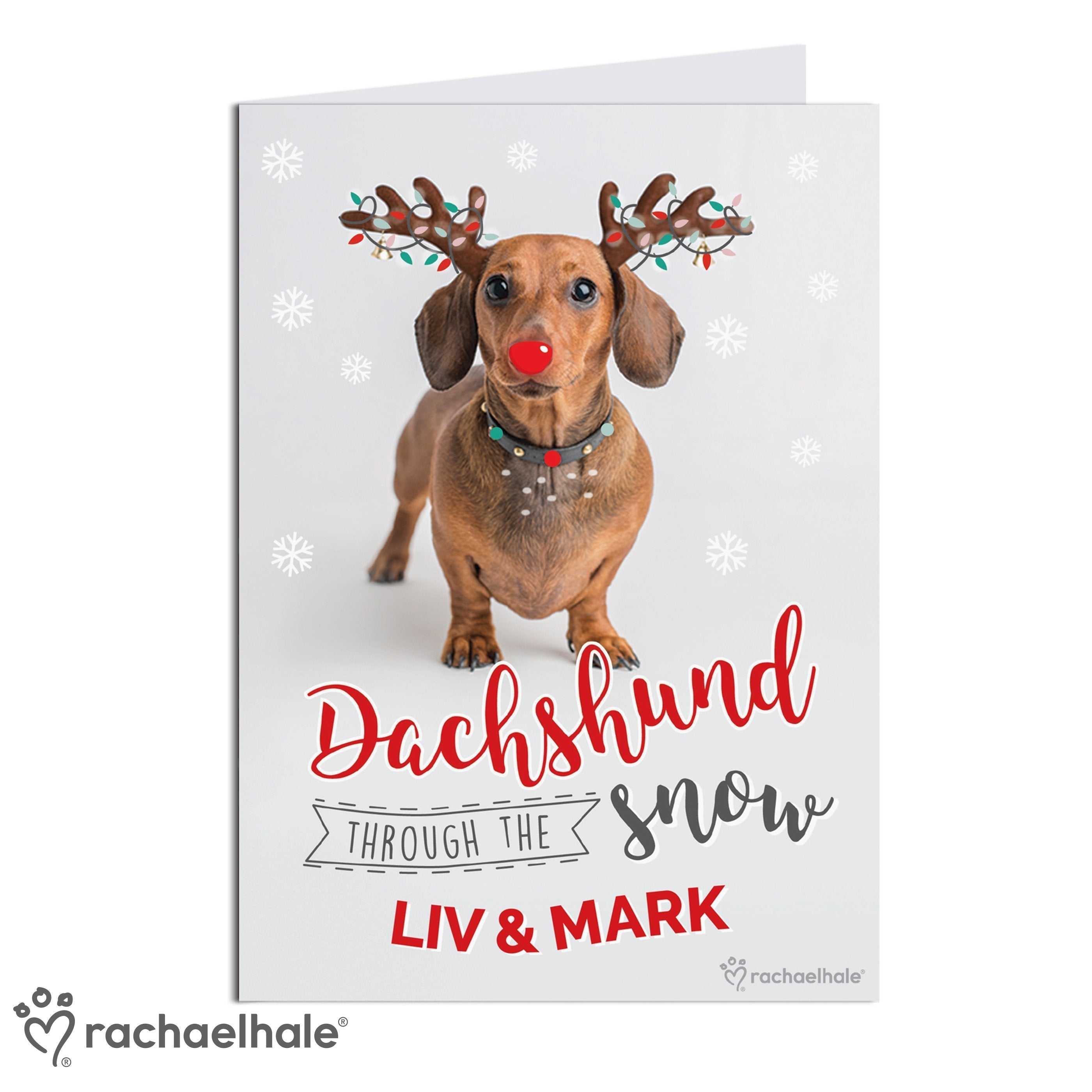 Personalised Rachael Hale Christmas Dachshund Through The Snow Card