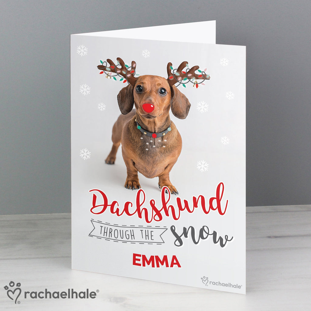 Personalised Rachael Hale Christmas Dachshund Through The Snow Card