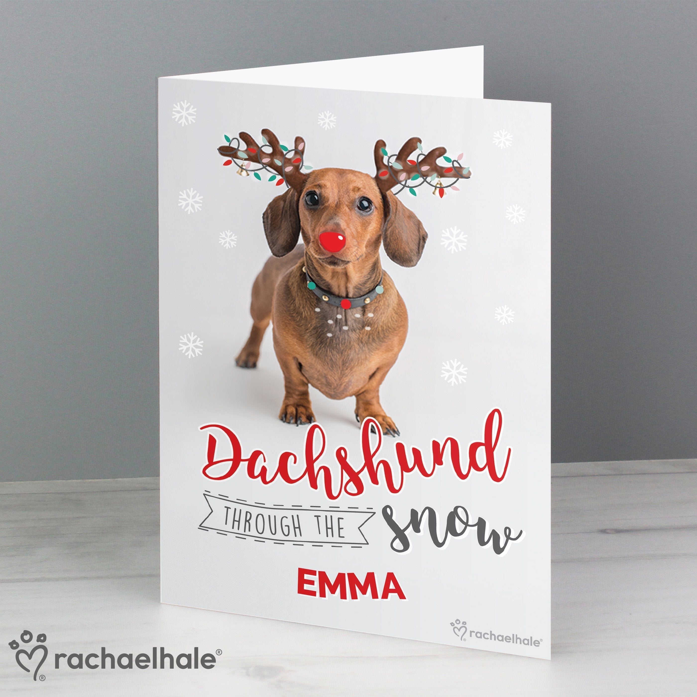 Personalised Rachael Hale Christmas Dachshund Through The Snow Card
