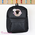 Personalised Rachael Hale Doodle Pug Black Backpack