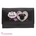 Personalised Rachael Hale Doodle Pug Black Purse