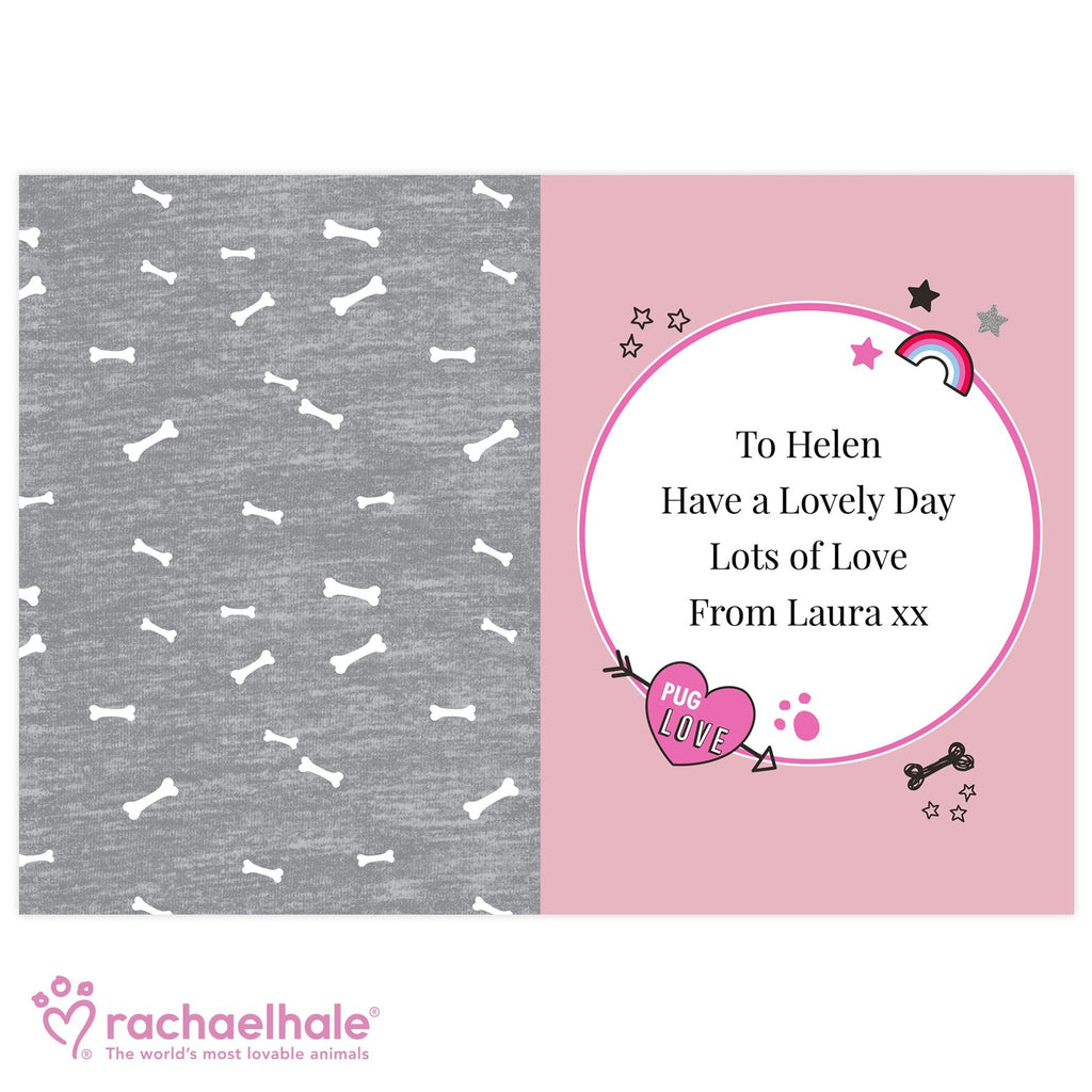 Personalised Rachael Hale Doodle Pug Card