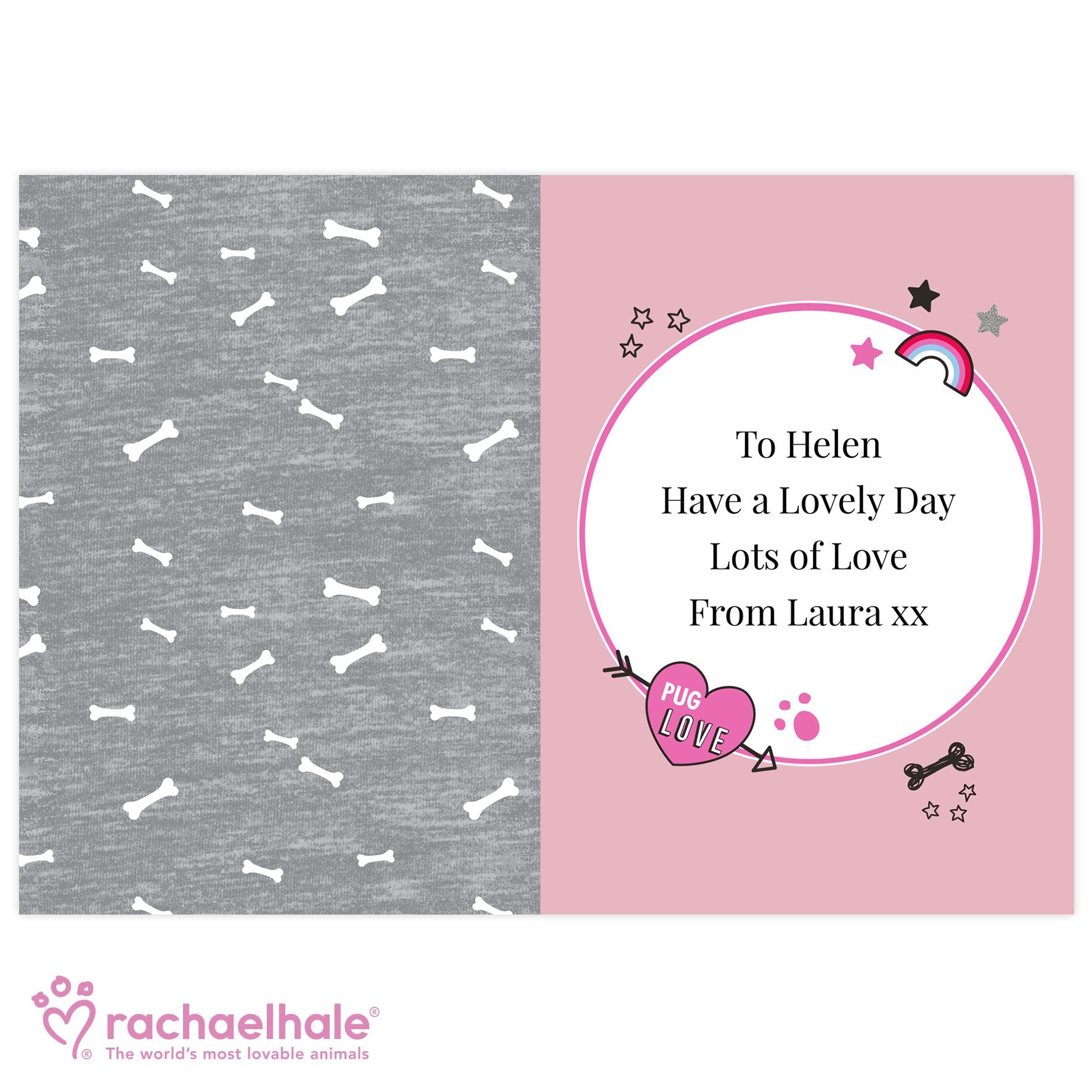 Personalised Rachael Hale Doodle Pug Card