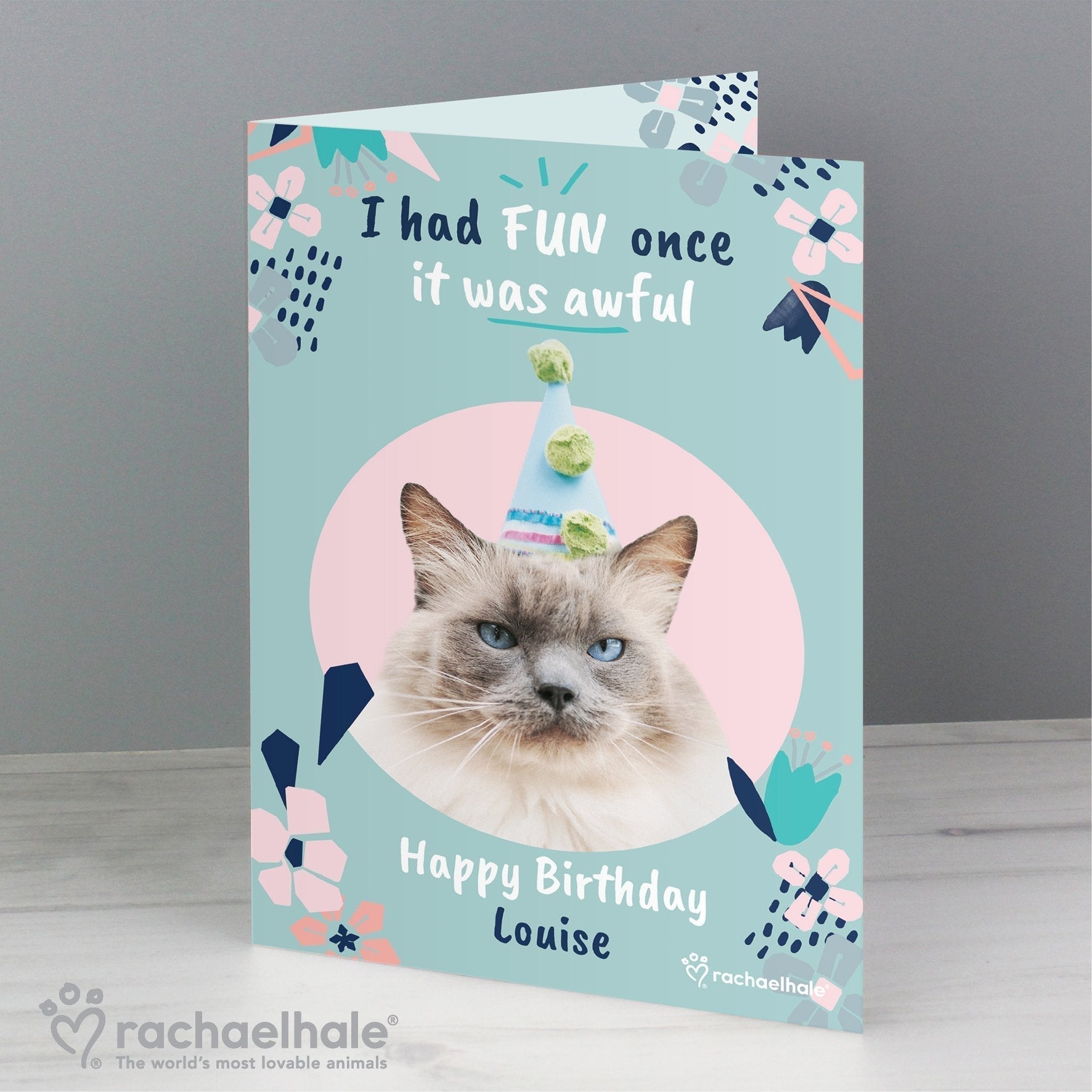 Personalised Rachael Hale 'I Had Fun Once' Birthday Cat Card