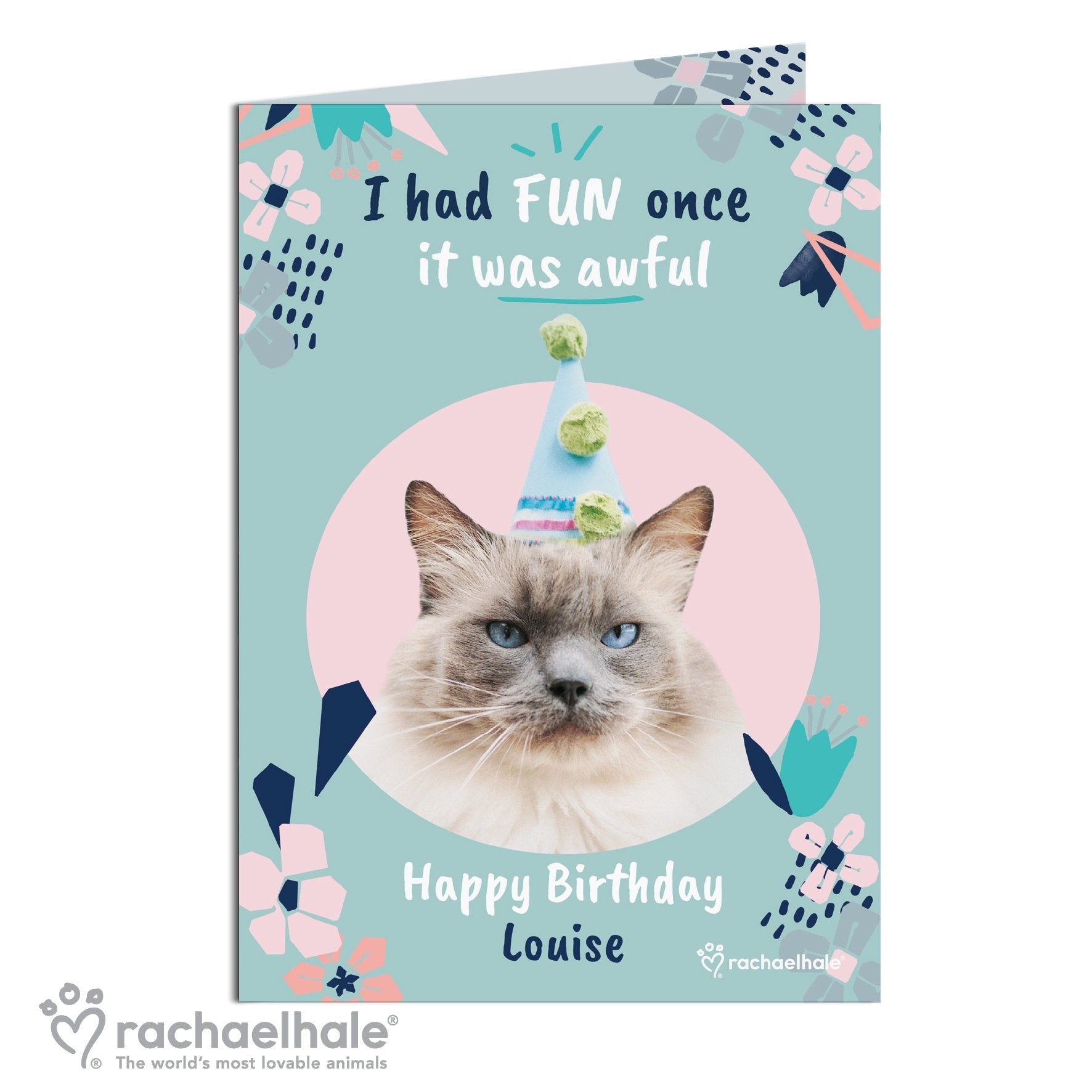 Personalised Rachael Hale 'I Had Fun Once' Birthday Cat Card