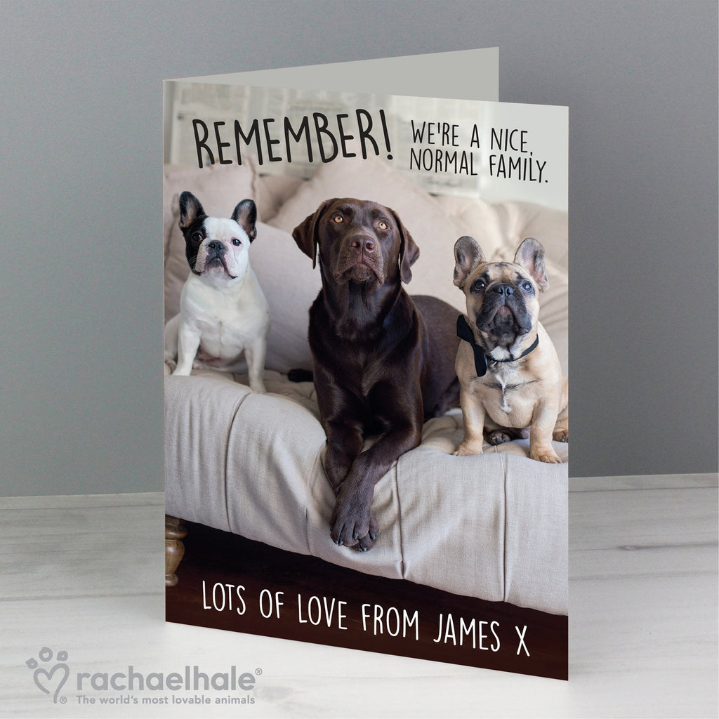 Personalised Rachael Hale 'Nice, Normal Family' Card