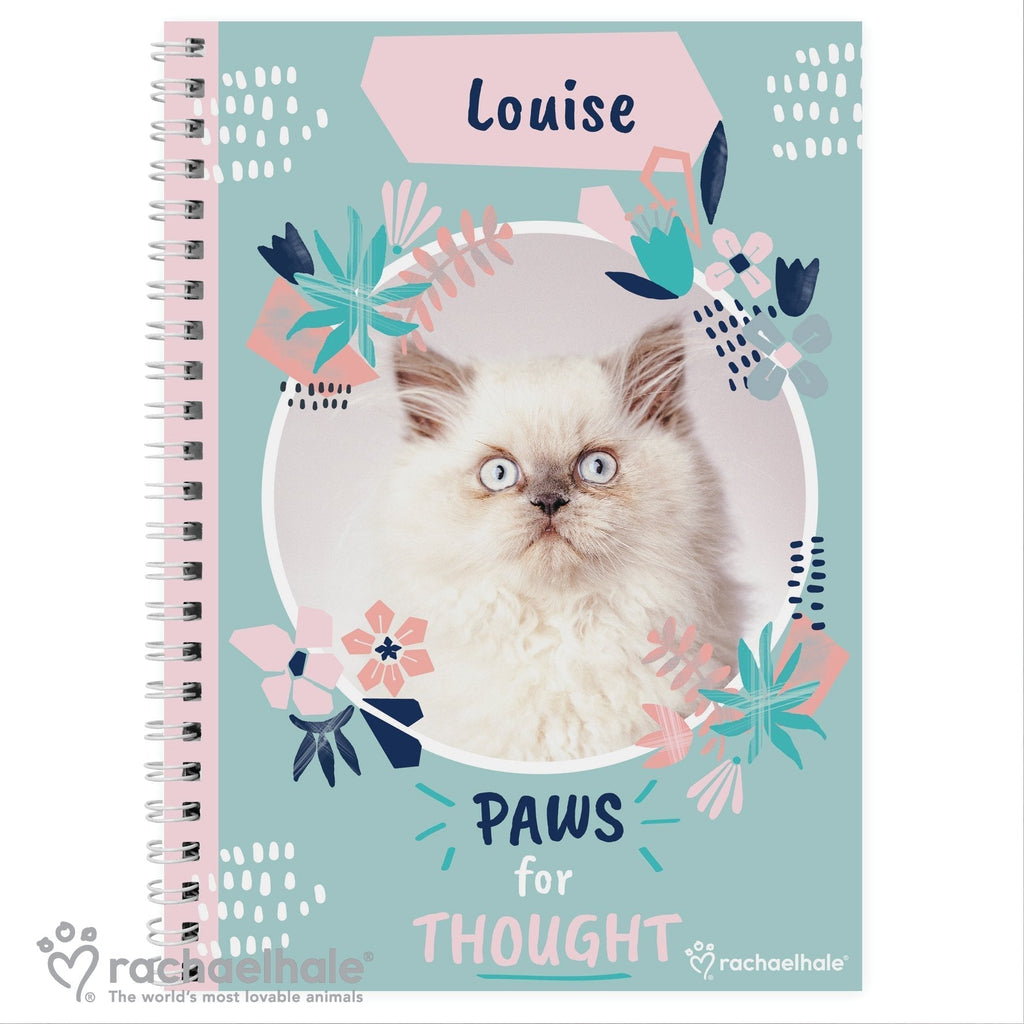 Personalised Rachael Hale 'Paws For Thought' Cat A5 Notebook