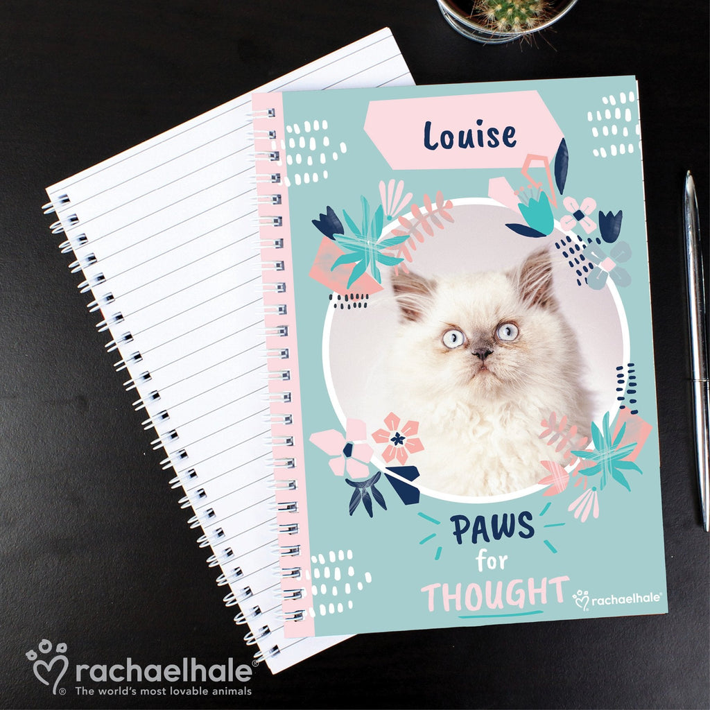 Personalised Rachael Hale 'Paws For Thought' Cat A5 Notebook
