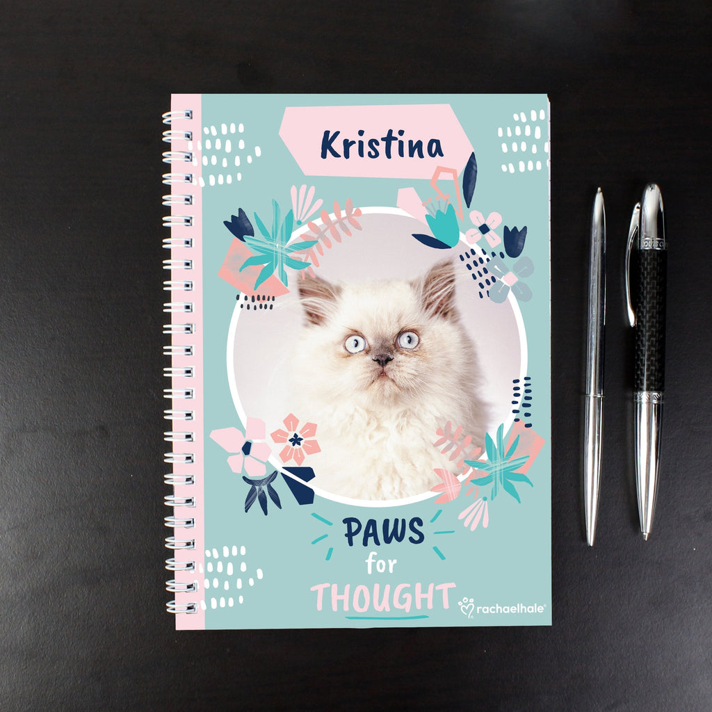 Personalised Rachael Hale 'Paws For Thought' Cat A5 Notebook