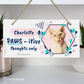 Personalised Rachael Hale 'Paws - Itive Thoughts Only' Cat Wooden Sign