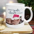 Personalised Rachael Hale Santa Claws Christmas Cat Mug