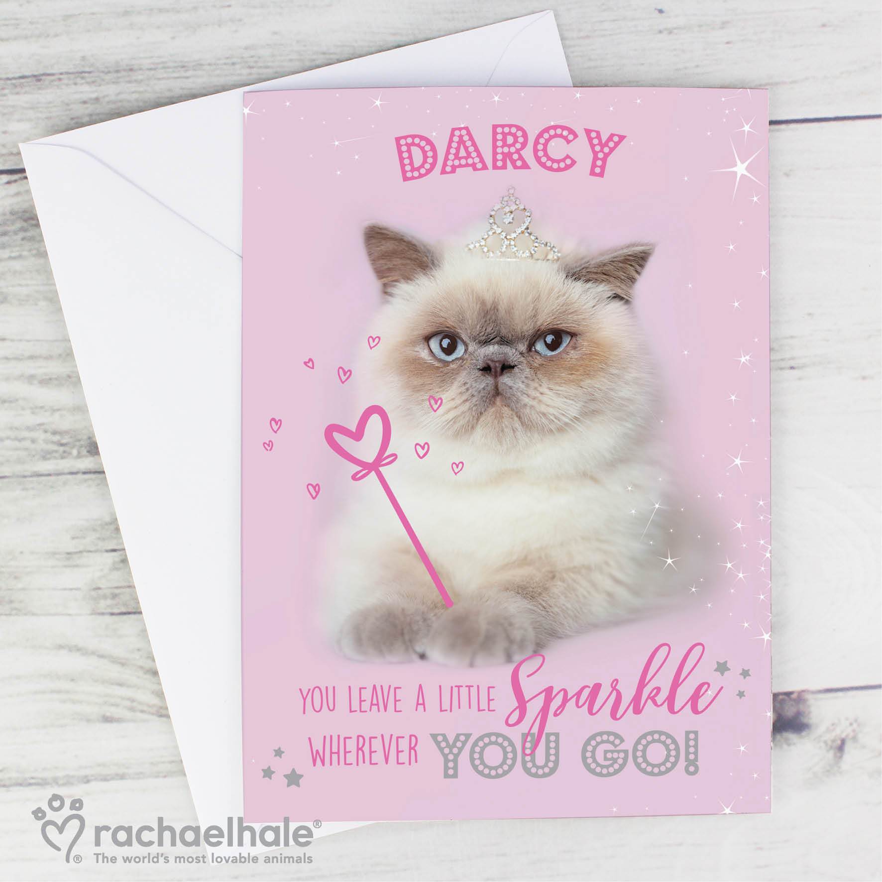 Personalised Rachael Hale Sparkle Cat Card