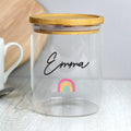 Personalised Rainbow Glass Jar With Bamboo Lid