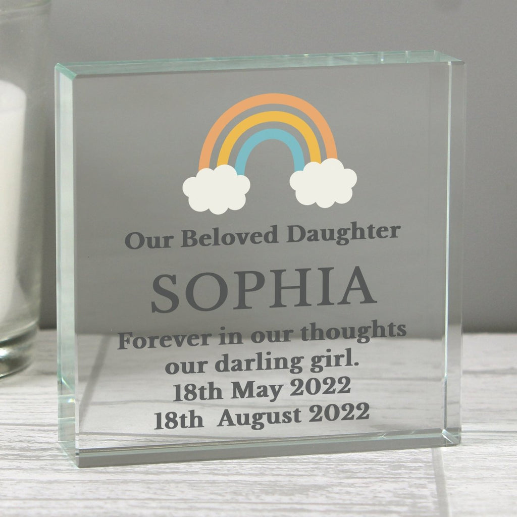 Personalised Rainbow Memorial Large Crystal Token