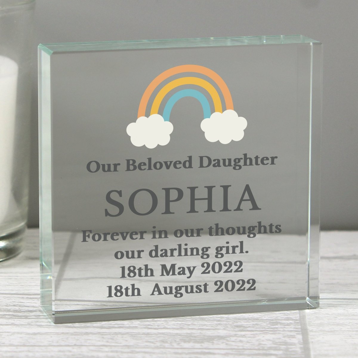 Personalised Rainbow Memorial Large Crystal Token