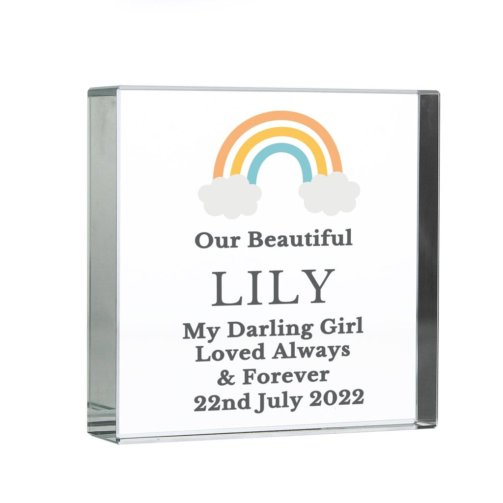 Personalised Rainbow Memorial Large Crystal Token