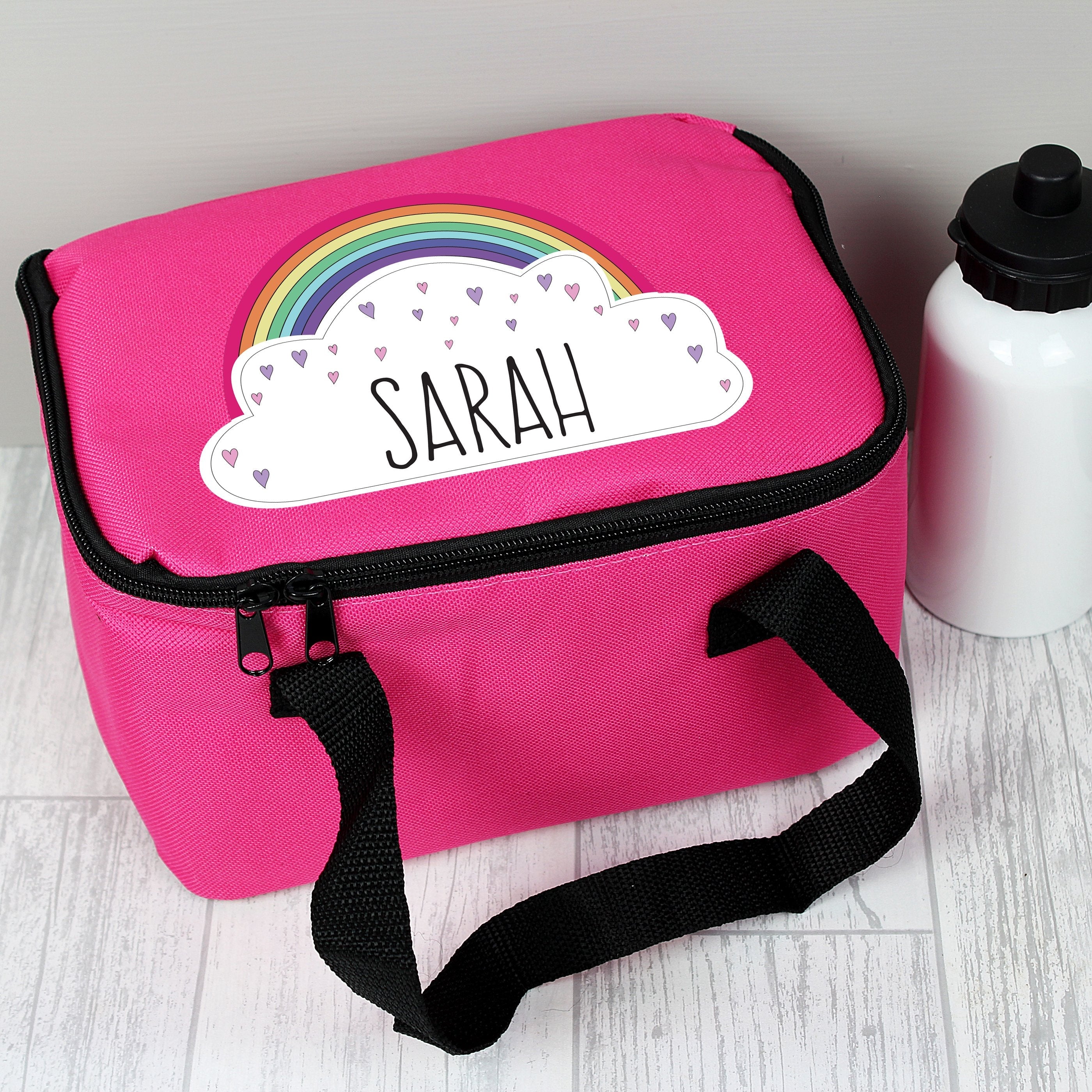 Personalised Rainbow Pink Lunch Bag