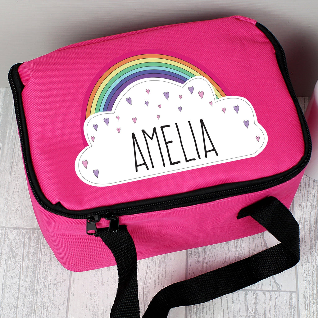 Personalised Rainbow Pink Lunch Bag