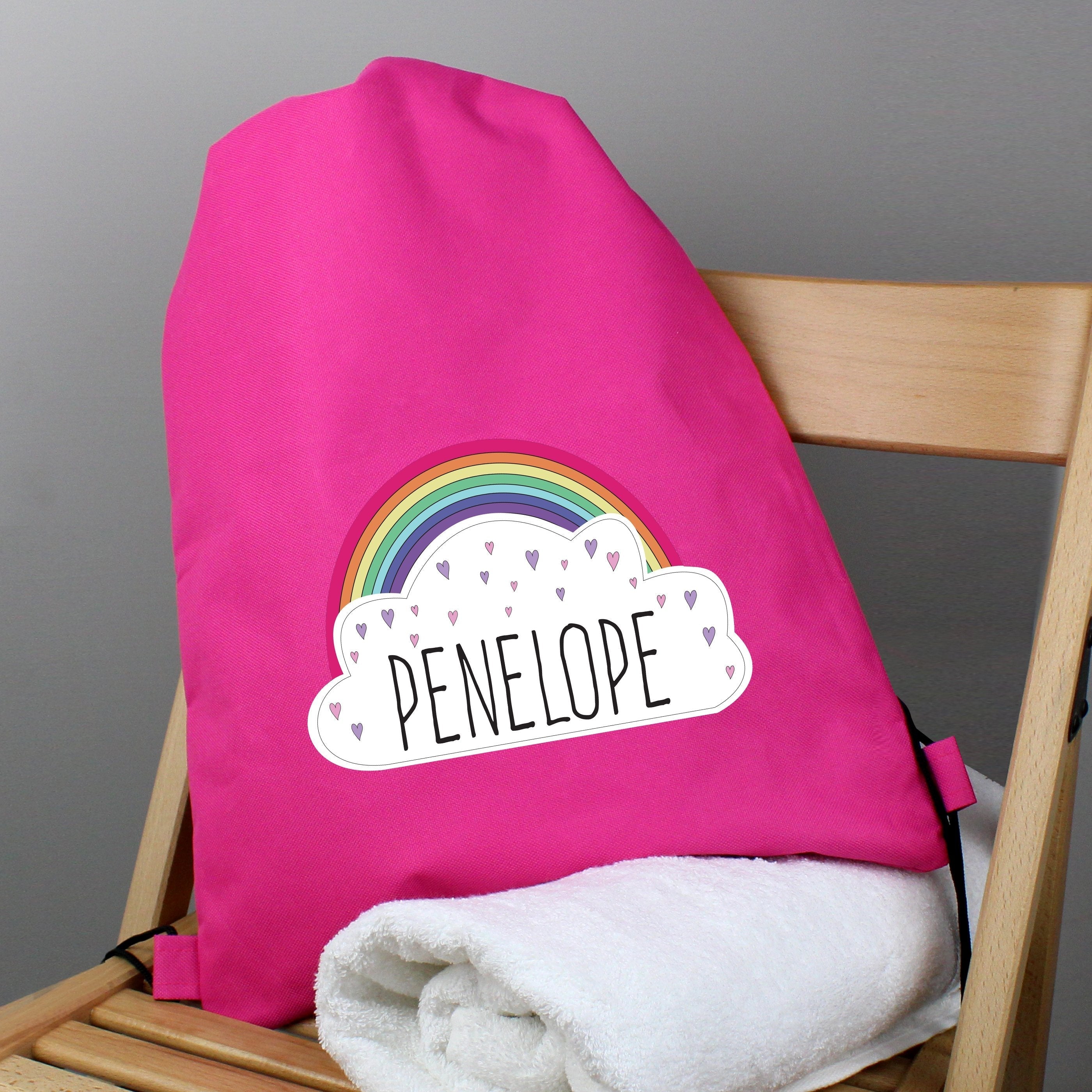 Personalised Rainbow Pink Swim & Kit Bag