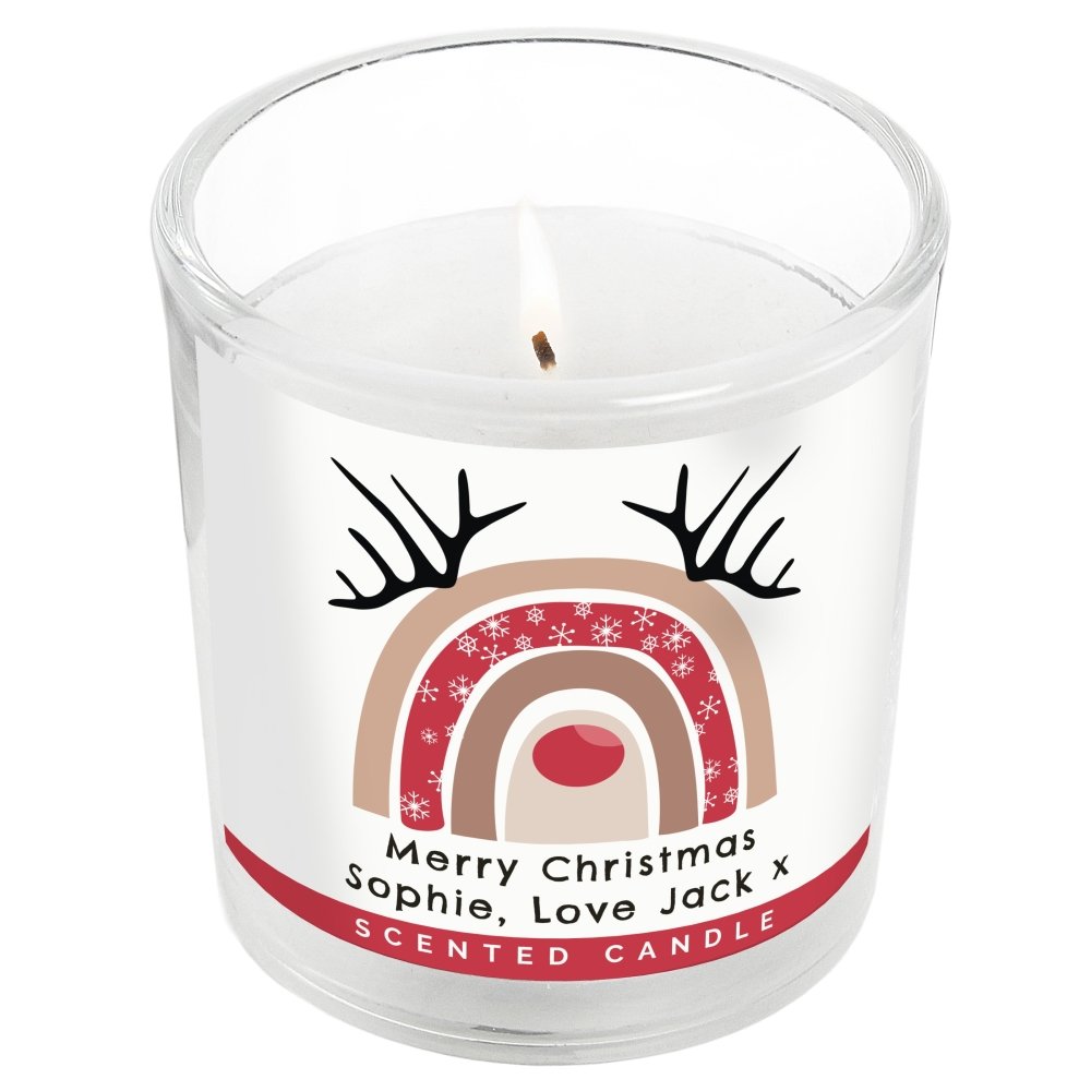 Personalised Rainbow Reindeer Scented Jar Candle