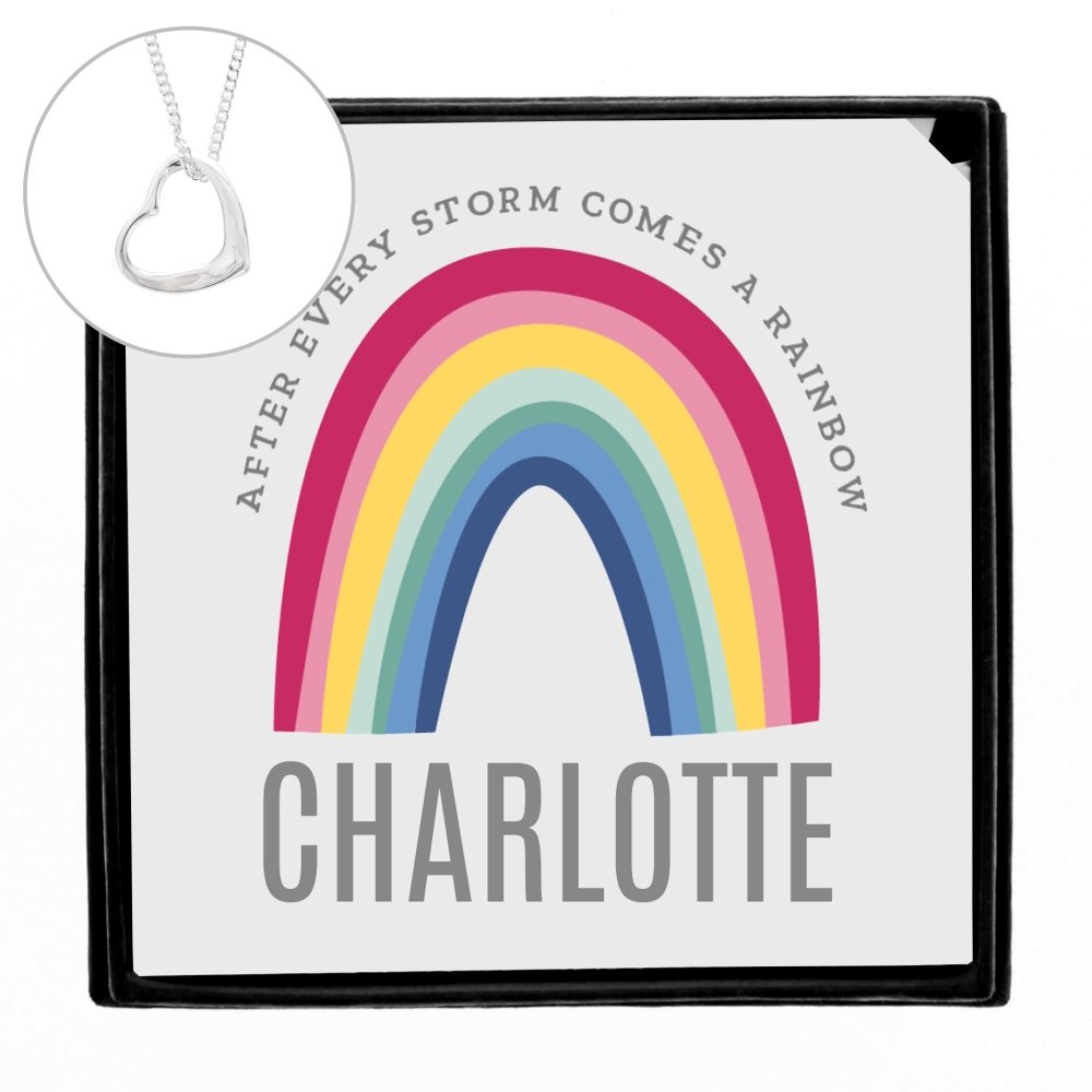 Personalised Rainbow Sentiment Silver Tone Necklace And Box