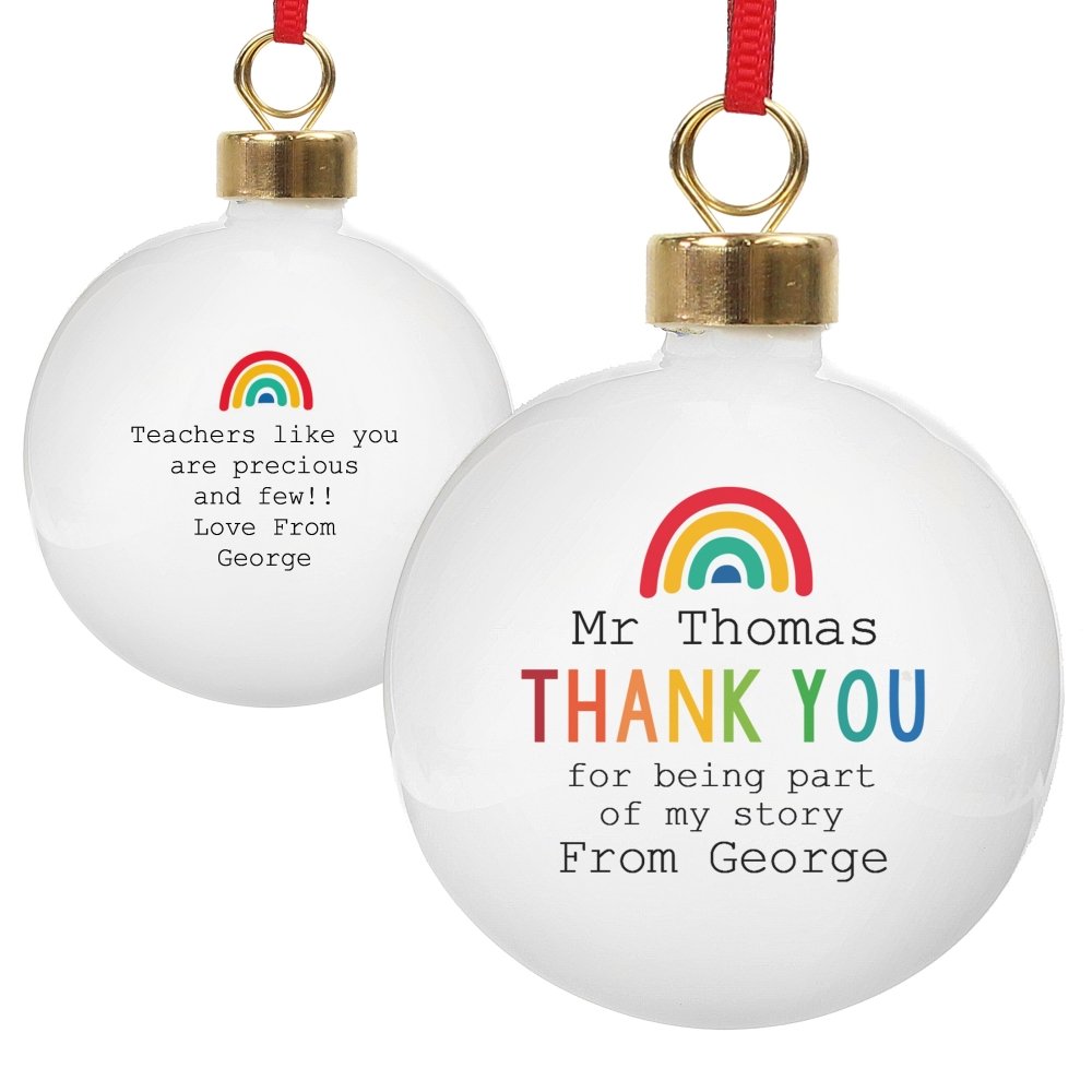 Personalised Rainbow Thank You Bauble