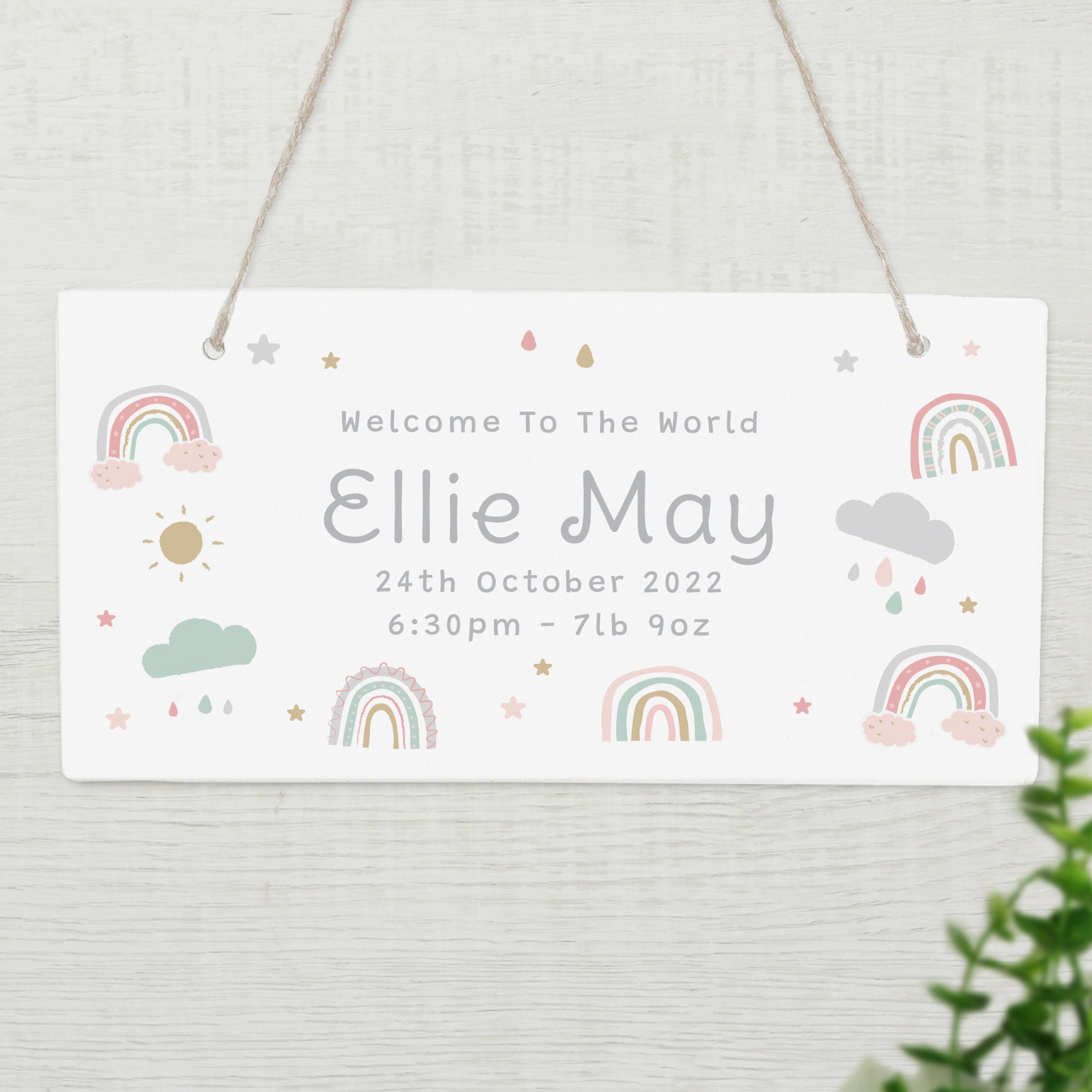 Personalised Rainbow Wooden Sign