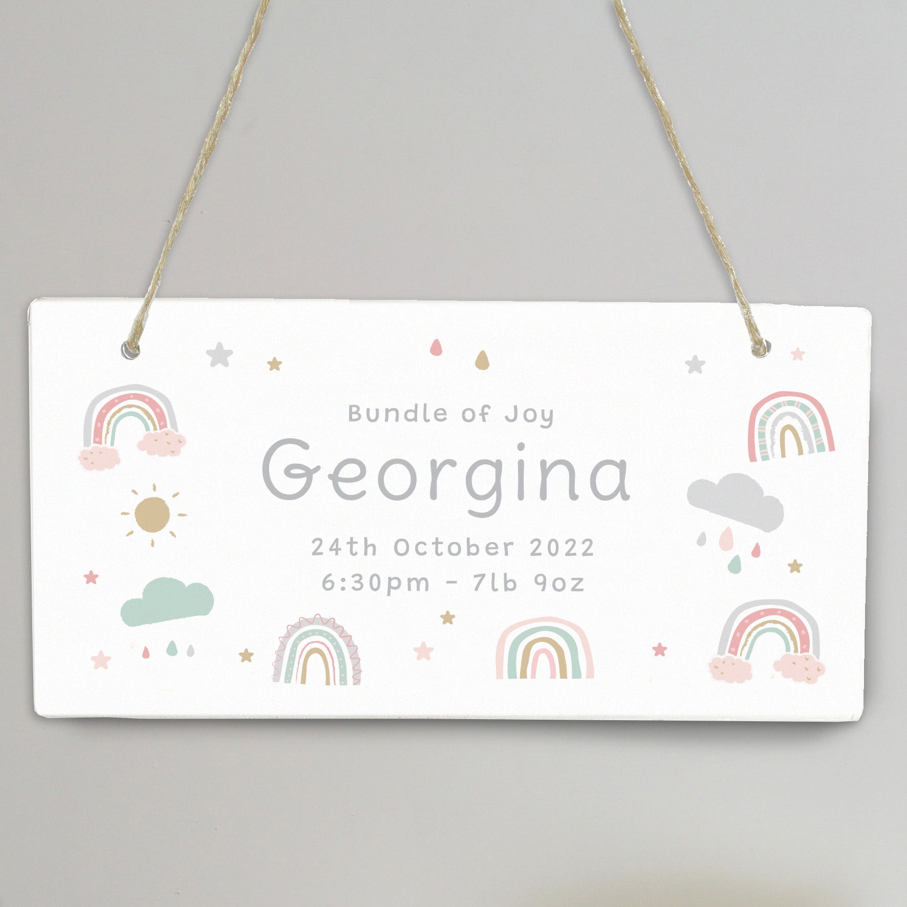 Personalised Rainbow Wooden Sign