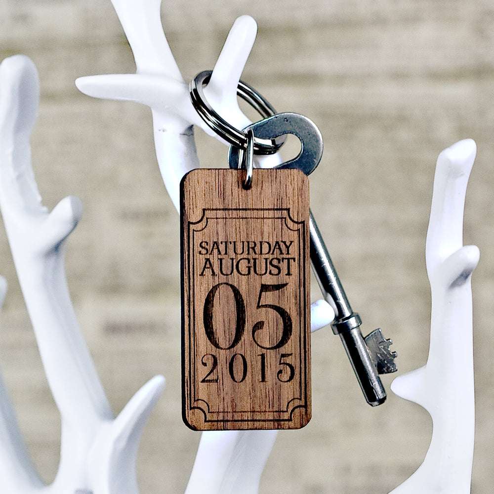 Personalised Rectangle Frame Special Date Keyring