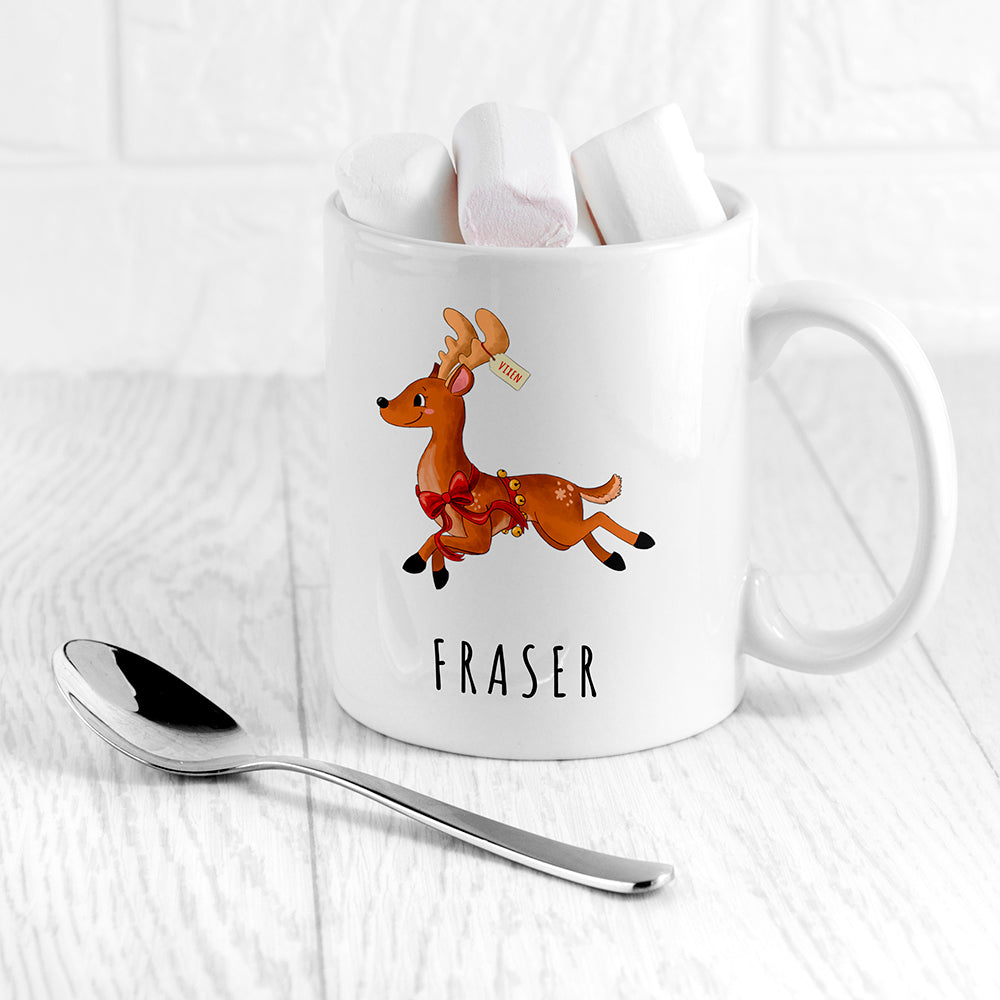 Personalised Personalised Reindeer Christmas White Mug