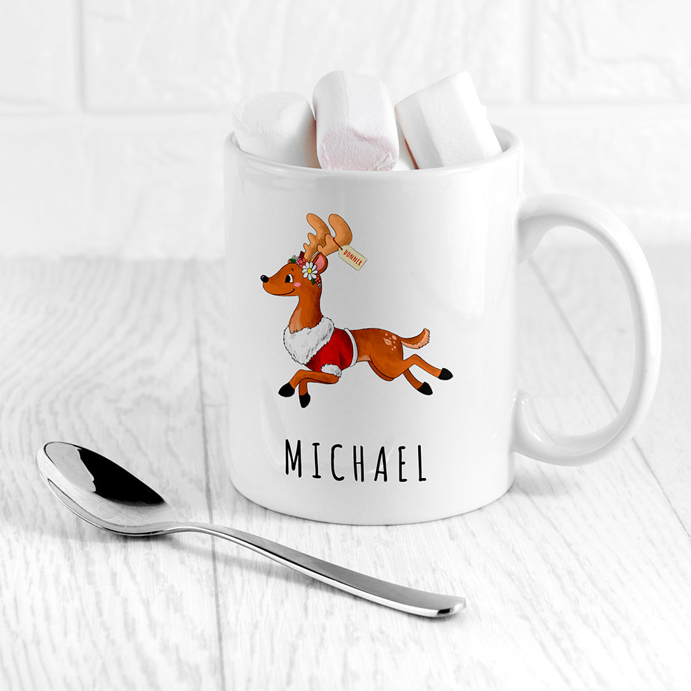 Personalised Personalised Reindeer Christmas White Mug