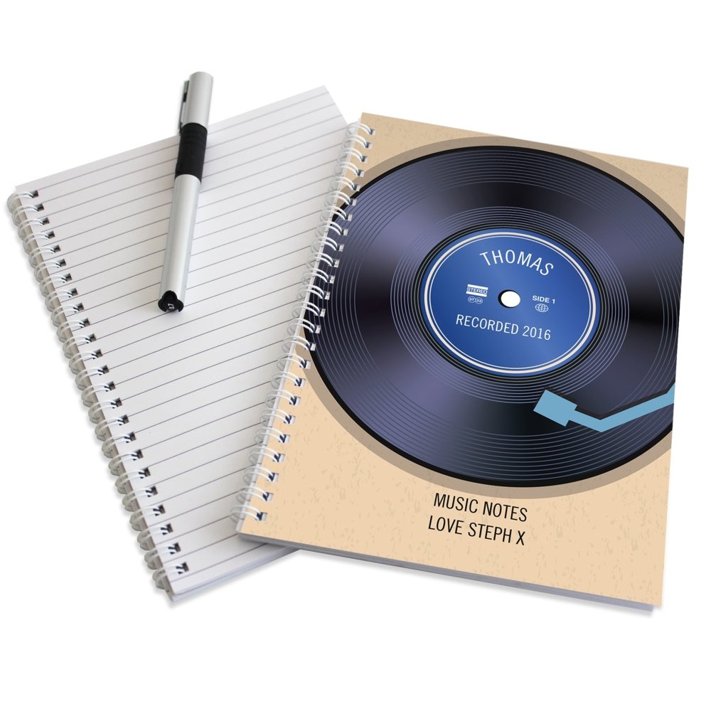 Personalised Retro Vinyl A5 Notebook