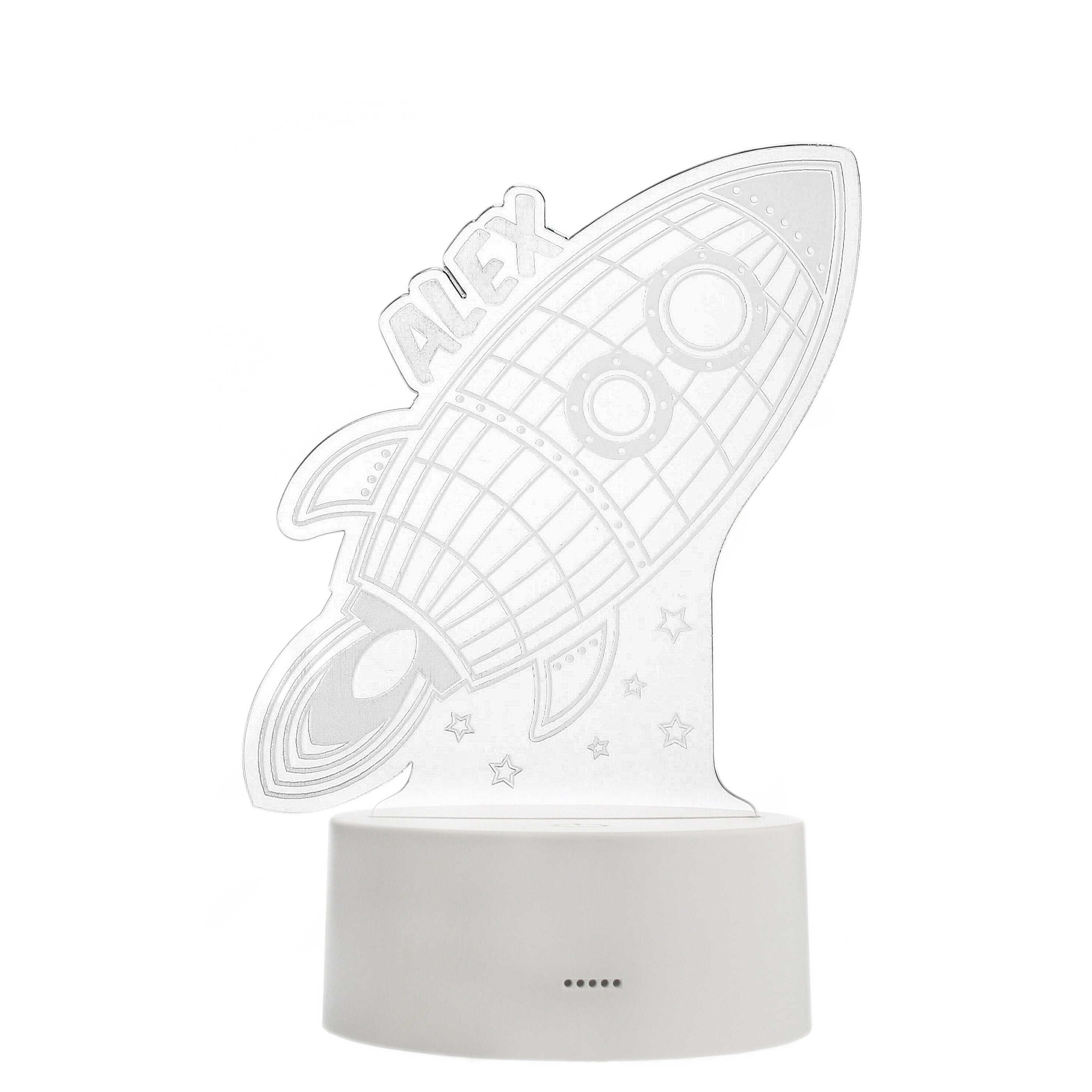 Personalised Rocket LED Colour Changing Wireframe Night Light