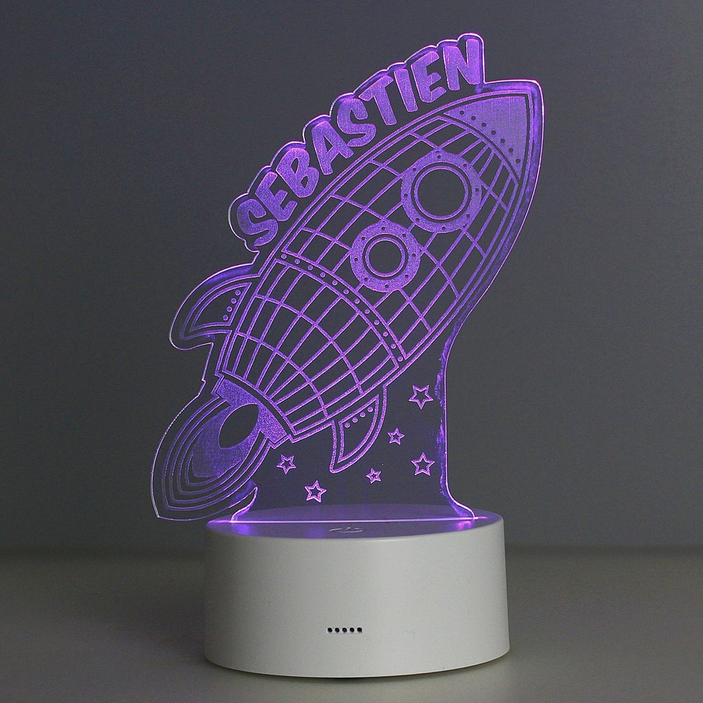Personalised Rocket LED Colour Changing Wireframe Night Light