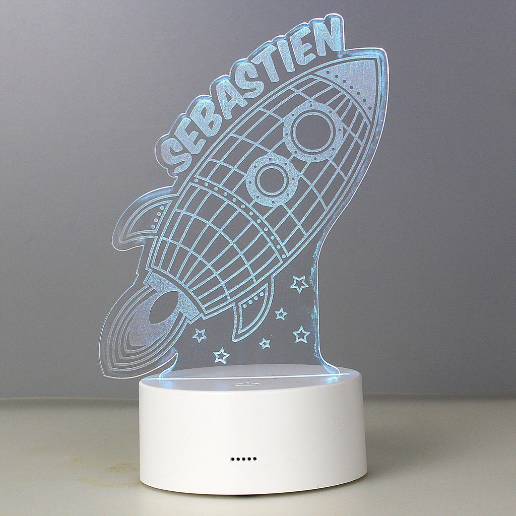 Personalised Rocket LED Colour Changing Wireframe Night Light